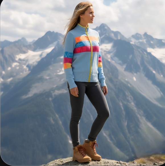 Neve Designs Allegra Amo Full Zip Ski Cardigan Small Wool Blend Cozy Gift - Picture 2 of 15